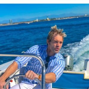 Brooks Brothers Milano slim fit blue stripe shirt